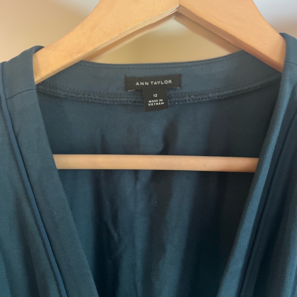 Ann Taylor Deep Teal V-Neck Dress